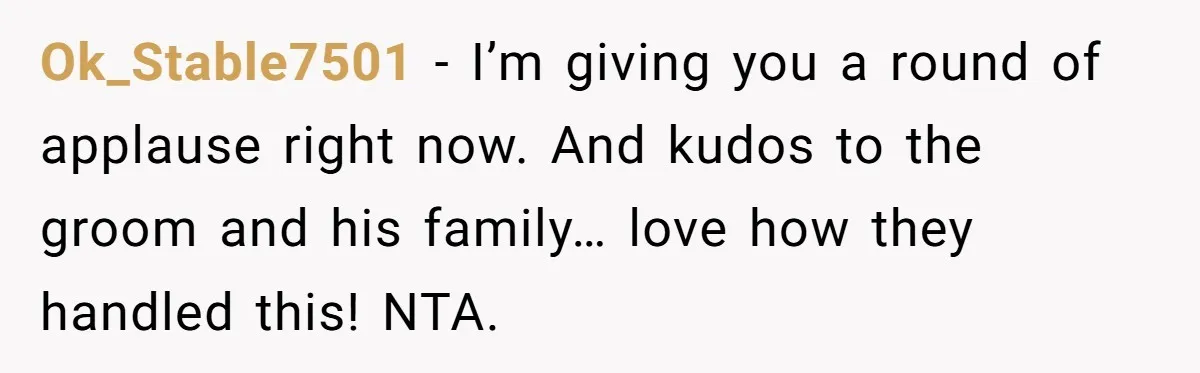Aunt Claps As Pregnant Niece Gets Booed At Sister’s Wedding, Then Tells Her To Grow Up Ok_Stable7501 − I’m giving you a round of applause right now. And kudos to the groom and his family… love how they handled this! NTA.