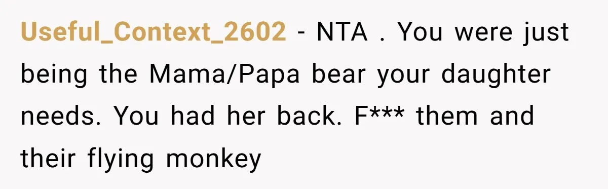 Dad Kicks Parents Out After They Mock His Daughter’s Piano Performance Useful_Context_2602 − NTA . You were just being the Mama/Papa bear your daughter needs. You had her back. F*** them and their flying monkey