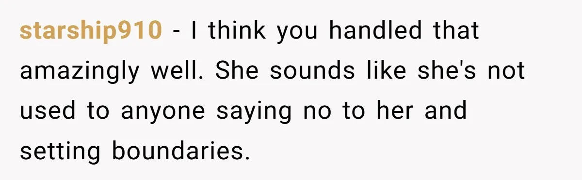 Man Refuses to Change Relative’s Baby’s Diaper - Entire Family Acts Like He Committed a Crime starship910 − I think you handled that amazingly well. She sounds like she's not used to anyone saying no to her and setting boundaries.