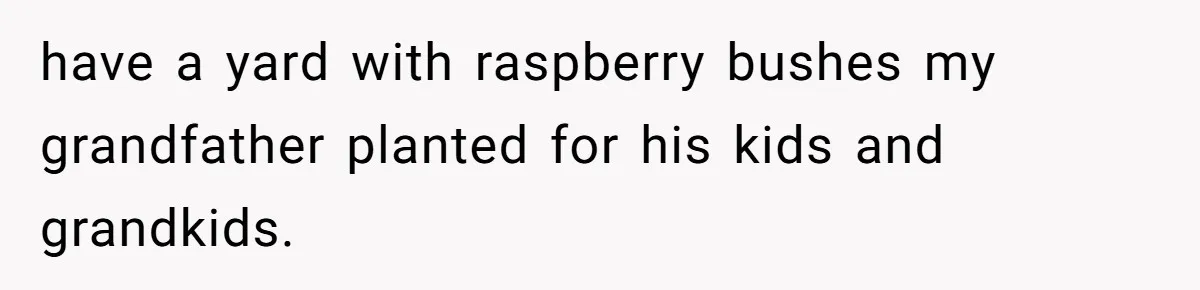 have a yard with raspberry bushes my grandfather planted for his kids and grandkids.