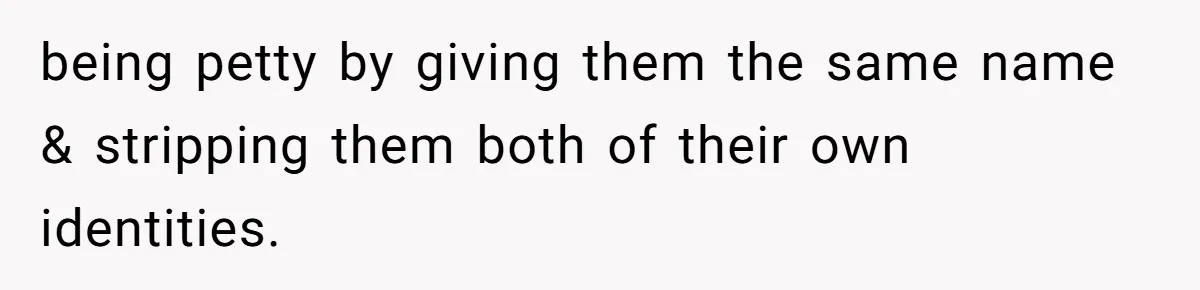 Family Sides With Sister Who Stole OP's Baby Name, Now They Want OP To Change Hers Twice being petty by giving them the same name & stripping them both of their own identities.