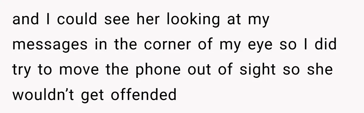 Nosy Older Woman Reads Stranger’s Private Texts On Train And Gets Brutal Four-Word Reality Check and I could see her looking at my messages in the corner of my eye so I did try to move the phone out of sight so she wouldn’t get...