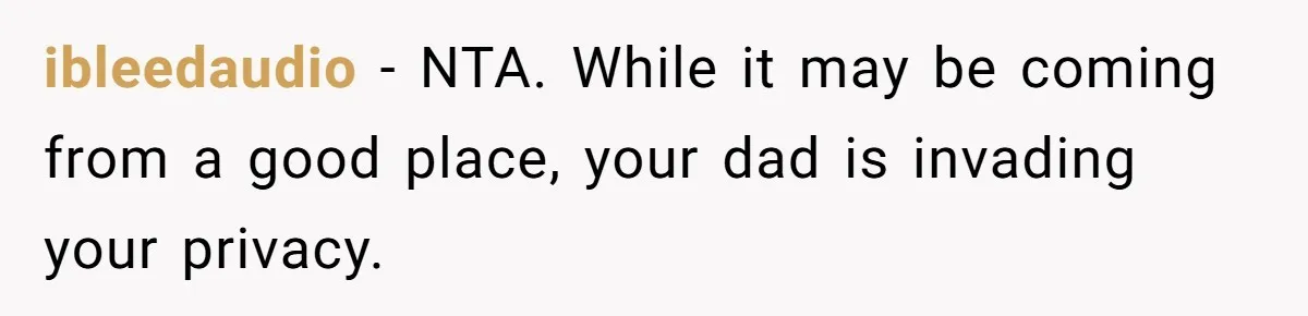 Overprotective Dad Plants AirTag On Adult Daughter, Then Plays Dumb When She Confronts Him ibleedaudio − NTA. While it may be coming from a good place, your dad is invading your privacy.