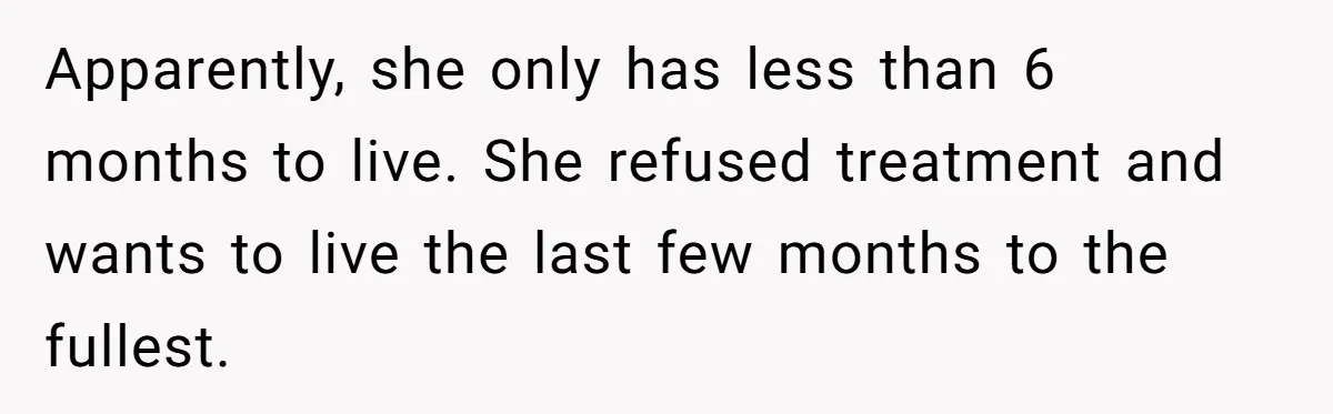 He Returned to His Dying Ex-Wife After 10 Years - And Found a Peace He Didn’t Expect Apparently, she only has less than 6 months to live. She refused treatment and wants to live the last few months to the fullest.