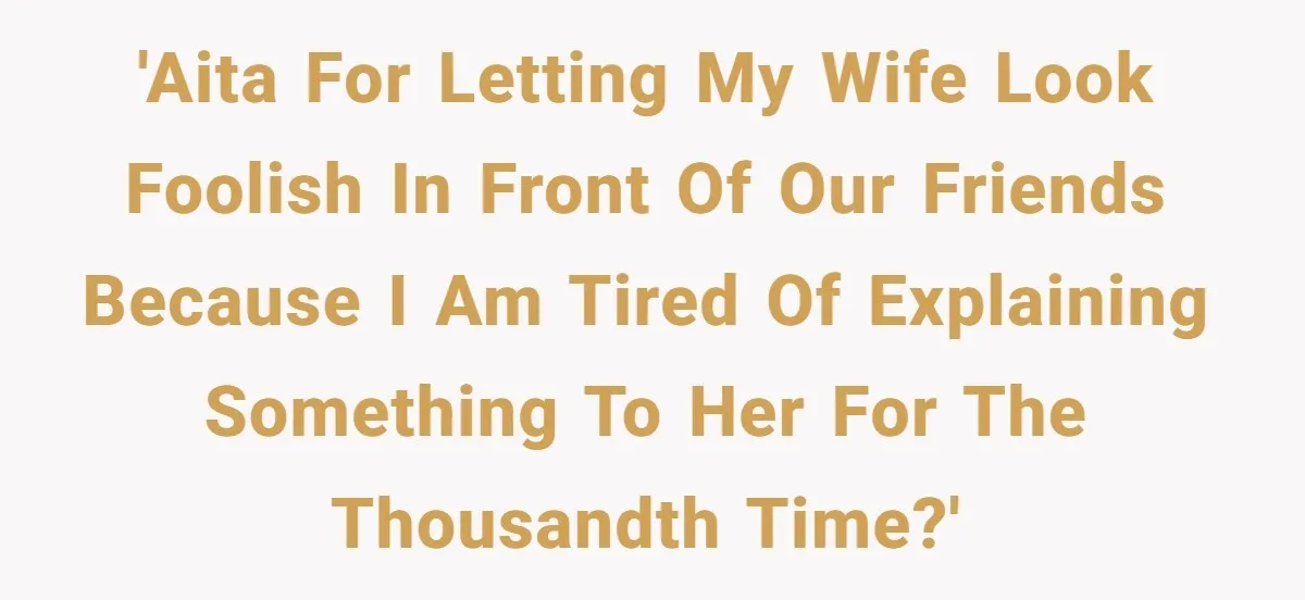 Wife Still Doesn’t Get Why Movies Have Black Bars, Husband Lets Her Look Foolish In Front Of Friends 'AITA for letting my wife look foolish in front of our friends because I am tired of explaining something to her for the thousandth time?'