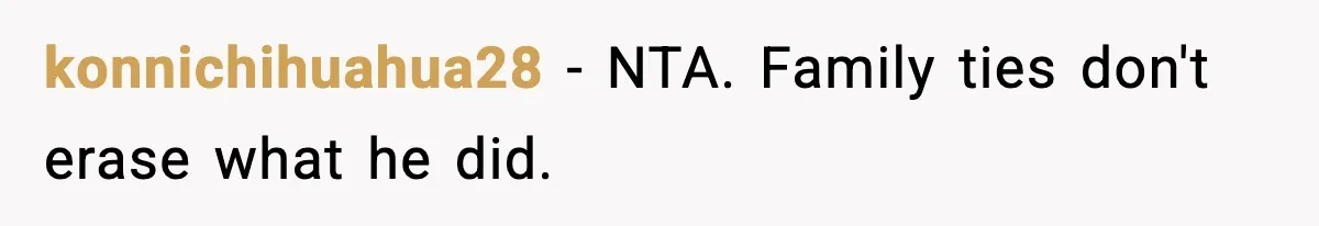 Father Begs For Forgiveness After Decades, Son Says “No” konnichihuahua28 - NTA. Family ties don't erase what he did.
