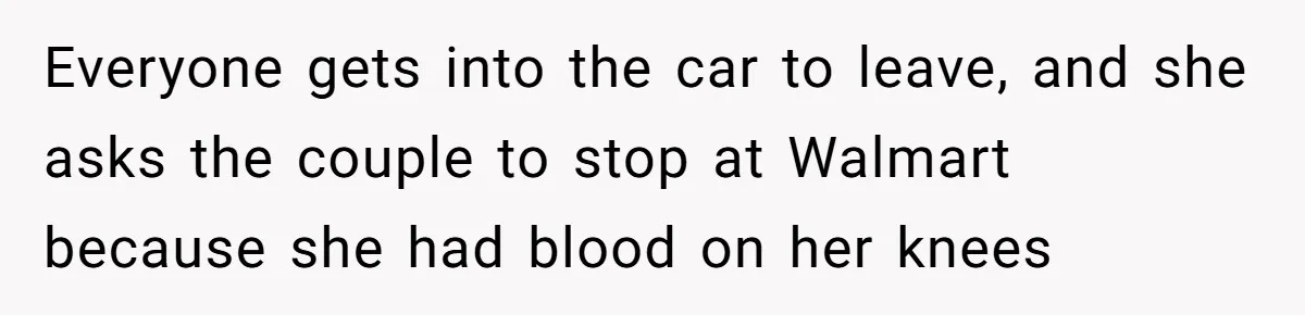 Guy Keeps Pads And Tampons For Guests, But His Sister Thinks He’s ‘Forcing Himself’ Into Women’s Issues Everyone gets into the car to leave, and she asks the couple to stop at Walmart because she had blood on her knees