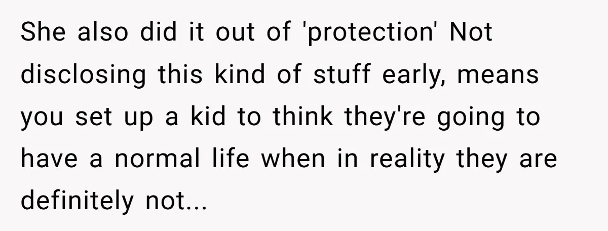 “They Lied to My Face”: Daughter Discovers Her Parents Knew She Was at Risk Before She Had a Child She also did it out of 'protection' Not disclosing this kind of stuff early, means you set up a kid to think they're going to have a normal life when...