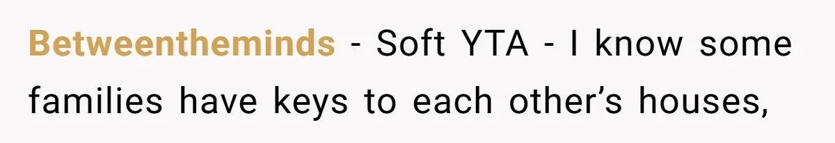 Woman Asks For Son’s House Key, Then Gets Shocked When Daughter-In-Law Says “No Contribution, No Copy” Betweentheminds − Soft YTA - I know some families have keys to each other’s houses,
