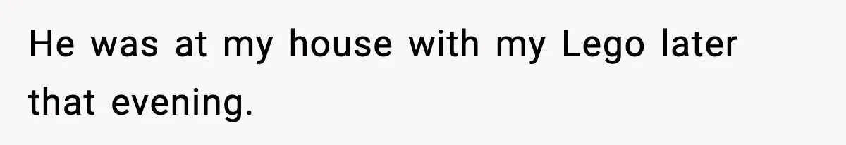 Parent Lets Kids Loot Brother’s House After He Refuses To Return Missing Legos, Is She Wrong? He was at my house with my Lego later that evening.