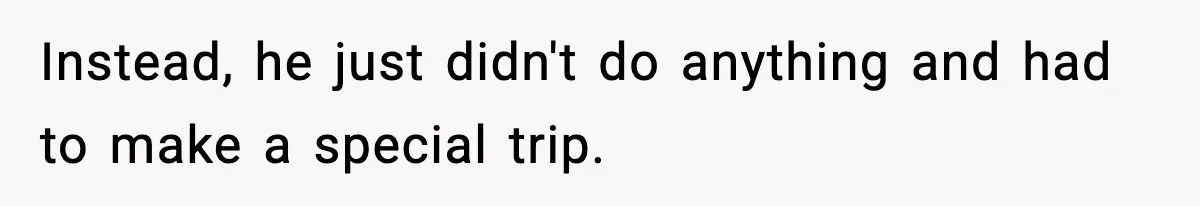 Parent Lets Kids Loot Brother’s House After He Refuses To Return Missing Legos, Is She Wrong? Instead, he just didn't do anything and had to make a special trip.