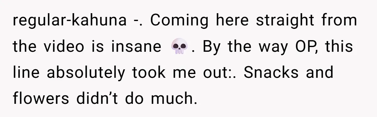 “Did You Use AI?”: Bride Walks Out Mid-Ceremony Over Robotic Vows regular-kahuna -. Coming here straight from the video is insane 💀. By the way OP, this line absolutely took me out:. Snacks and flowers didn’t do much.