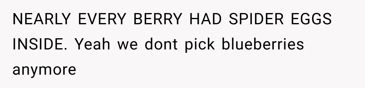 Teacher Steals Kids’ Blackberries, Cooks Pie In Class, And Then Eats It Herself—Here’s What Happened NEARLY EVERY BERRY HAD SPIDER EGGS INSIDE. Yeah we dont pick blueberries anymore