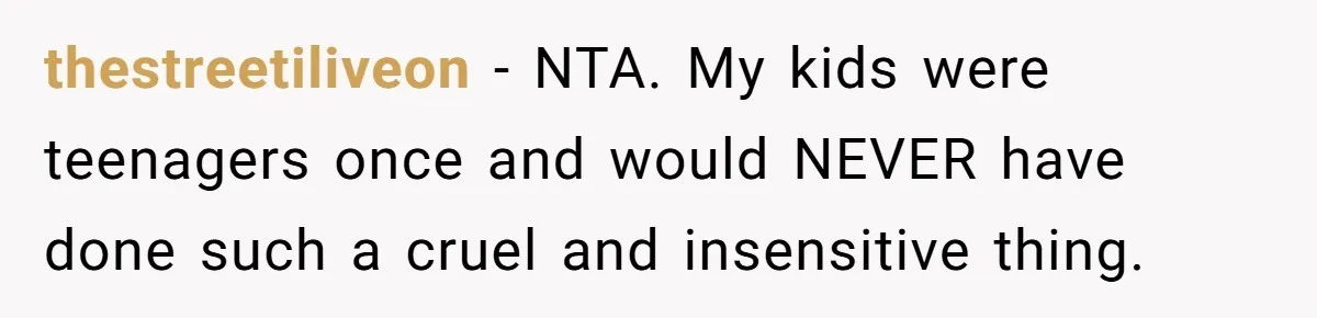 Man Evicts Sister After Her Teens Steal His Cancer-Stricken Wife’s Wig For Fun thestreetiliveon − NTA. My kids were teenagers once and would NEVER have done such a cruel and insensitive thing.