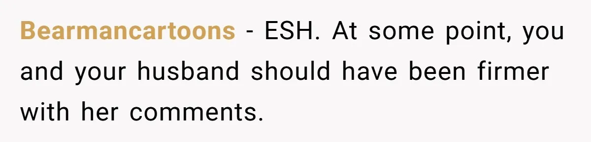 A New Mom’s Breaking Point: Woman’s Savage Response To Her MIL’s ‘Perfect Mother’ Routine Bearmancartoons − ESH. At some point, you and your husband should have been firmer with her comments.