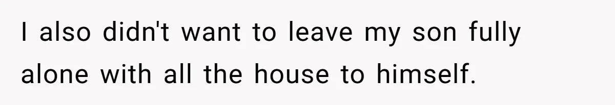 Mom Strips Thrilled Stepson Of Disney Trip After Biological Son Throws Tantrum Over Girlfriend’s Birthday I also didn't want to leave my son fully alone with all the house to himself.