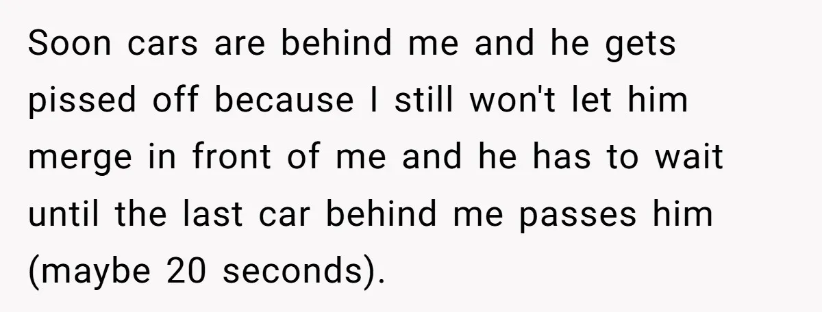 Driver Tries to Play Games with a Trucker - Ends Up Getting Pulled Over Instead Soon cars are behind me and he gets pissed off because I still won't let him merge in front of me and he has to wait until the last car...