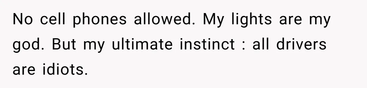 Driver Tries to Play Games with a Trucker - Ends Up Getting Pulled Over Instead No cell phones allowed. My lights are my god. But my ultimate instinct : all drivers are idiots.