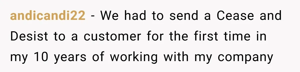 Customer Refuses to Speak to Women Techs - Gets Shut Down by Female Supervisor, Corporate, and Legal andicandi22 − We had to send a Cease and Desist to a customer for the first time in my 10 years of working with my company