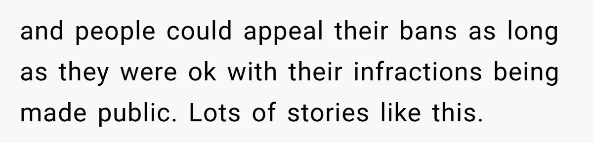 Player Appeals a 24-Hour Ban… Developers Check the Logs and Hit Him With a Permanent One Instead and people could appeal their bans as long as they were ok with their infractions being made public. Lots of stories like this.