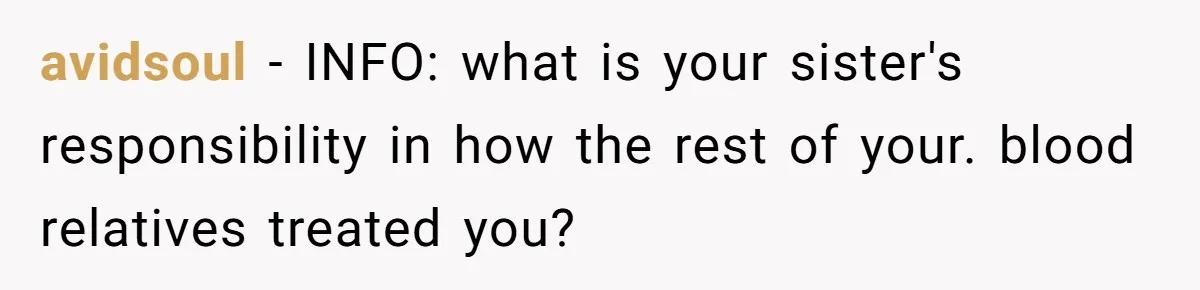 Man Tells Sister To Stop Using “Family” Like It’s A Magic Word, She Completely Loses It avidsoul − INFO: what is your sister's responsibility in how the rest of your. blood relatives treated you?