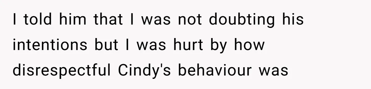 Wife Walks Out After Husband’s Best Friend Sits On His Lap At Dinner I told him that I was not doubting his intentions but I was hurt by how disrespectful Cindy's behaviour was