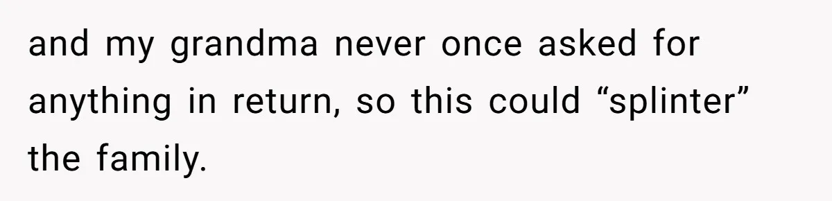"Woman Spends $4500 On Christmas Dinner And Airbnb, Now Her Family Wants Nothing To Do With Her Request and my grandma never once asked for anything in return, so this could “splinter” the family.