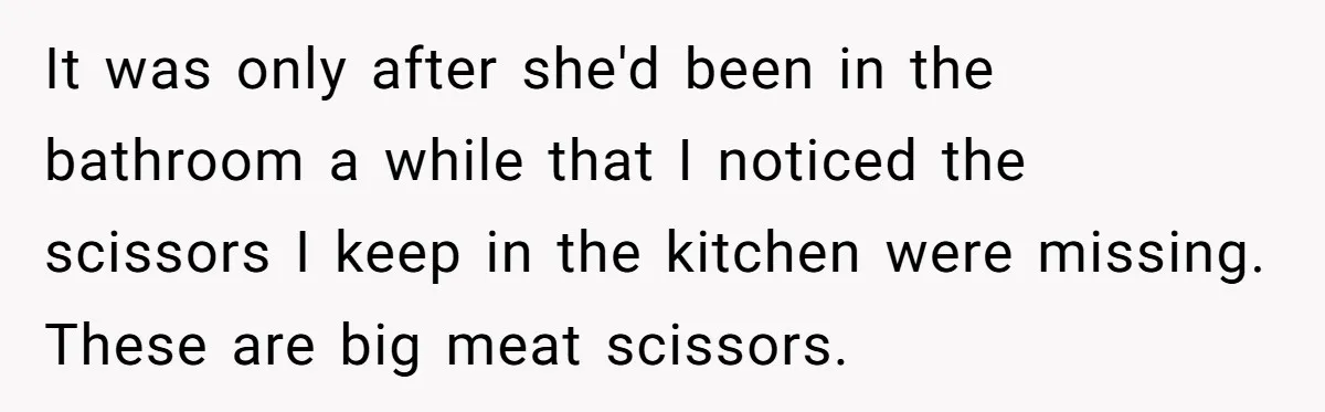 Mom Denies 10-Year-Old Daughter Bangs To Protect Her Hair, But She Secretly Cuts It Herself It was only after she'd been in the bathroom a while that I noticed the scissors I keep in the kitchen were missing. These are big meat scissors.