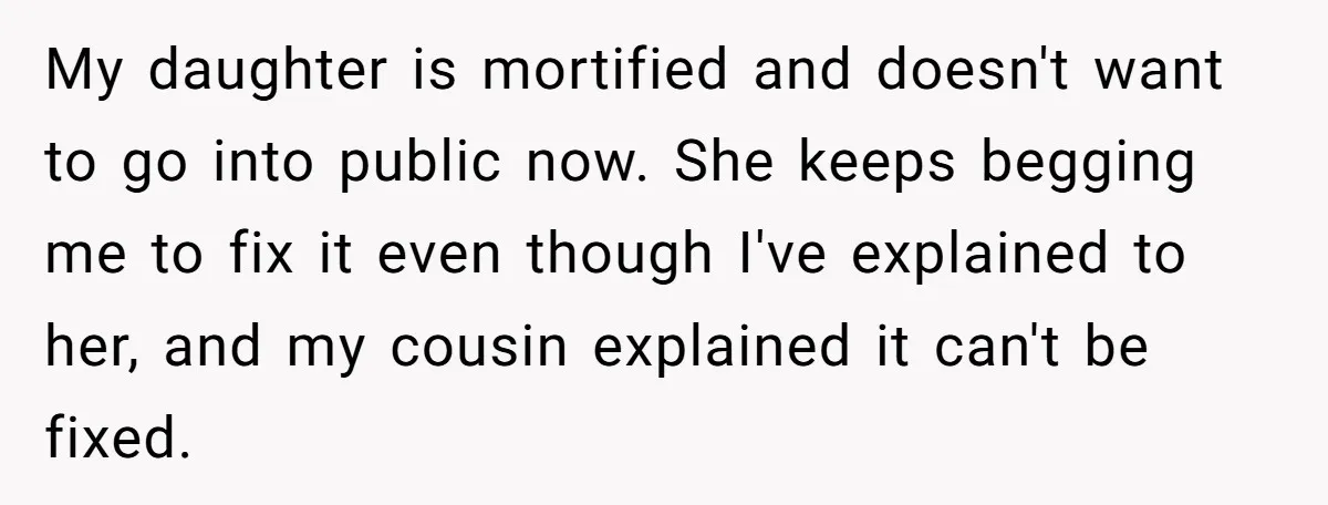 Mom Denies 10-Year-Old Daughter Bangs To Protect Her Hair, But She Secretly Cuts It Herself My daughter is mortified and doesn't want to go into public now. She keeps begging me to fix it even though I've explained to her, and my cousin explained it...