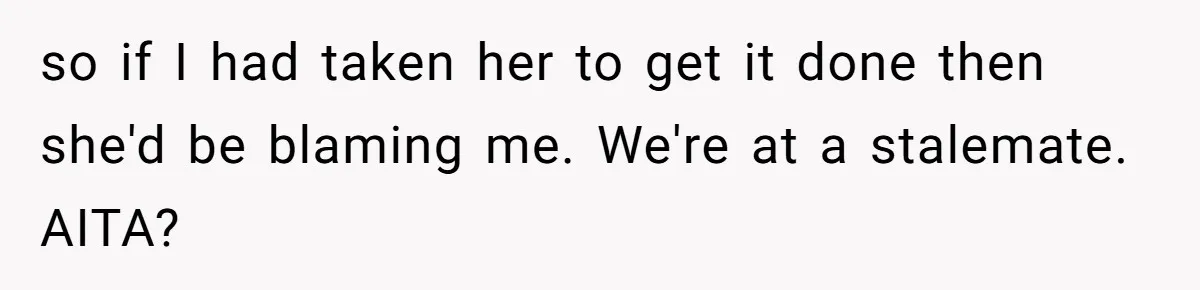 Mom Denies 10-Year-Old Daughter Bangs To Protect Her Hair, But She Secretly Cuts It Herself so if I had taken her to get it done then she'd be blaming me. We're at a stalemate. AITA?