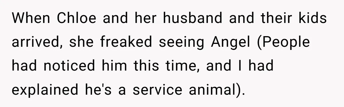 Woman Kicked Out of Wedding For Bringing Her Dobermann Service Dog, Should She Have Left Him Behind? When Chloe and her husband and their kids arrived, she freaked seeing Angel (People had noticed him this time, and I had explained he's a service animal).