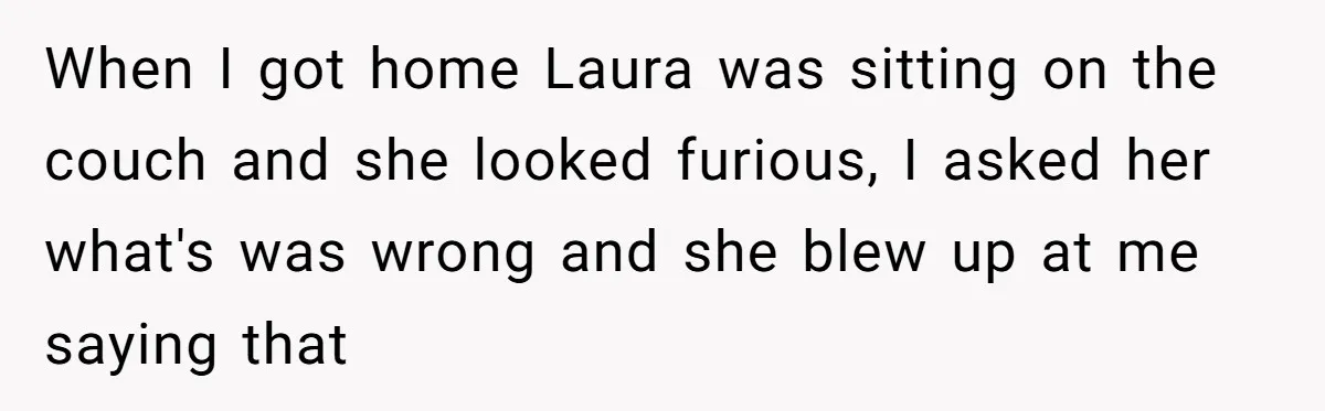 Husband Thinks He’s “Trying His Best”… Until Reddit Hears What His Wife Is Really Going Thro When I got home Laura was sitting on the couch and she looked furious, I asked her what's was wrong and she blew up at me saying that