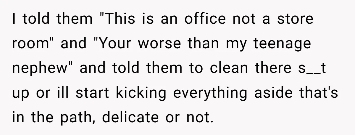 Office Worker Finally Snaps After Builders Turn His Entrance Into a Dumping Ground - One Bowl of Spaghetti Ends Their Nonsense I told them "This is an office not a store room" and "Your worse than my teenage nephew" and told them to clean there s__t up or ill start kicking...