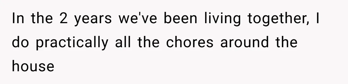 Man Who Does Everything Except Handyman Work Gets Branded “Not A Man”, Reacts Accordingly In the 2 years we've been living together, I do practically all the chores around the house