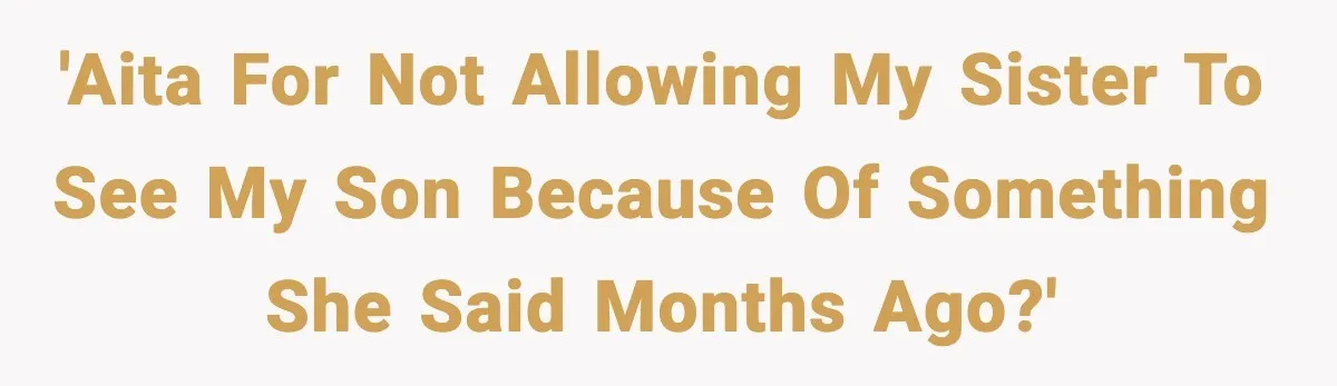 Mom Refuses To Let Sister See Her Son After Years Of Resentment Over Childhood Responsibilities 'AITA for not allowing my sister to see my son because of something she said months ago?'