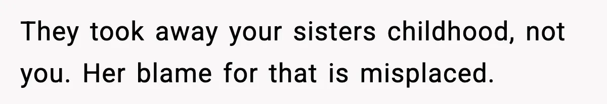 Mom Refuses To Let Sister See Her Son After Years Of Resentment Over Childhood Responsibilities They took away your sisters childhood, not you. Her blame for that is misplaced.