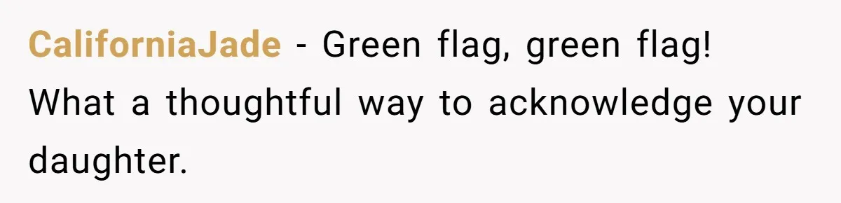 Dad Rewards Thoughtful Teen, Wife Accuses Him Of Favoritism CaliforniaJade − Green flag, green flag! What a thoughtful way to acknowledge your daughter.