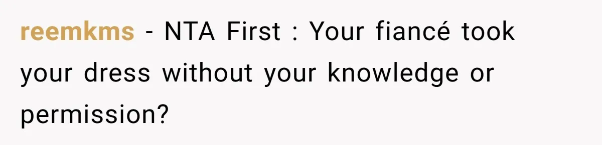 Bride-To-Be Furiously Demands A New Wedding Dress After Fiancé Lets Mom And Sister Try It On reemkms − NTA First : Your fiancé took your dress without your knowledge or permission?