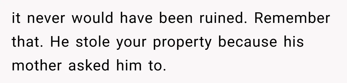 Bride-To-Be Furiously Demands A New Wedding Dress After Fiancé Lets Mom And Sister Try It On it never would have been ruined. Remember that. He stole your property because his mother asked him to.