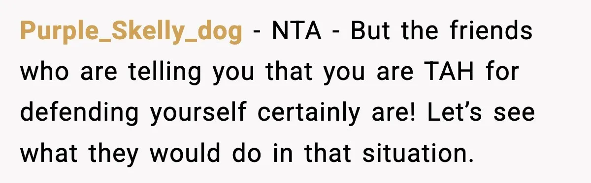 Woman Breaks A Creep’s Nose After He Pretends Not To Understand The Word ‘Stop’ Purple_Skelly_dog − NTA - But the friends who are telling you that you are TAH for defending yourself certainly are! Let’s see what they would do in that situation.