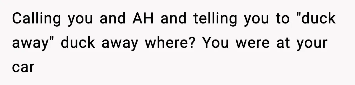 Woman Breaks A Creep’s Nose After He Pretends Not To Understand The Word ‘Stop’ Calling you and AH and telling you to "duck away" duck away where? You were at your car