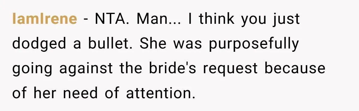 Girlfriend Defies Dress Code, Boyfriend Ditches Her And Drives Off To Boss’s Wedding Alone IamIrene − NTA. Man... I think you just dodged a bullet. She was purposefully going against the bride's request because of her need of attention.