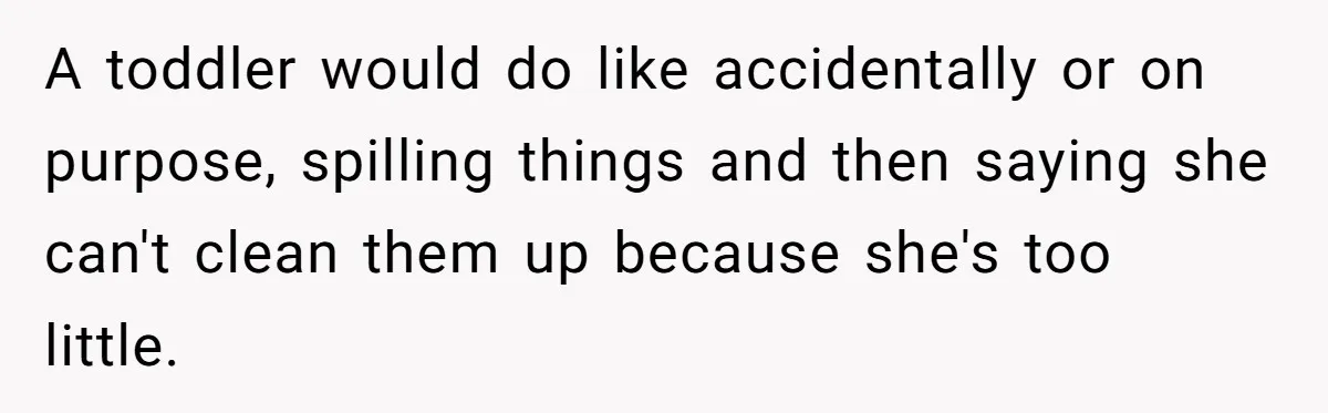 Husband Can't Handle Wife's ‘Toddler’ Transformation, Divorces Her On The Spot, And Her Family Isn't Happy A toddler would do like accidentally or on purpose, spilling things and then saying she can't clean them up because she's too little.