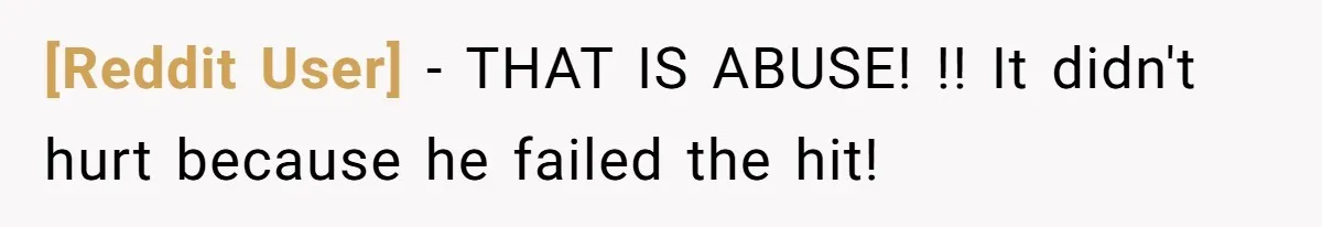 [Reddit User] − THAT IS ABUSE! !! It didn't hurt because he failed the hit!