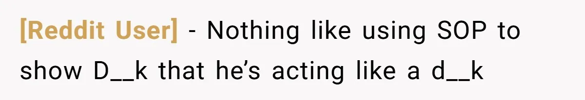 [Reddit User] − Nothing like using SOP to show D__k that he’s acting like a d__k