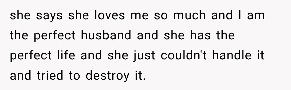 Devoted Stay-At-Home Dad Uncovers Wife’s Secret Date - 5000 Words Journal Of A Heartbroken Man she says she loves me so much and I am the perfect husband and she has the perfect life and she just couldn't handle it and tried to destroy it.