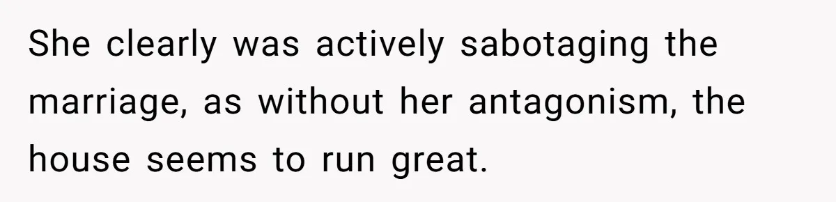 Devoted Stay-At-Home Dad Uncovers Wife’s Secret Date - 5000 Words Journal Of A Heartbroken Man She clearly was actively sabotaging the marriage, as without her antagonism, the house seems to run great.