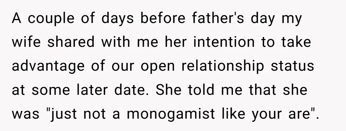 Devoted Stay-At-Home Dad Uncovers Wife’s Secret Date - 5000 Words Journal Of A Heartbroken Man A couple of days before father's day my wife shared with me her intention to take advantage of our open relationship status at some later date. She told me that...