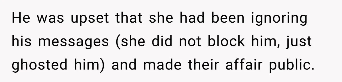 Devoted Stay-At-Home Dad Uncovers Wife’s Secret Date - 5000 Words Journal Of A Heartbroken Man He was upset that she had been ignoring his messages (she did not block him, just ghosted him) and made their affair public.