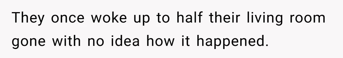 They once woke up to half their living room gone with no idea how it happened.